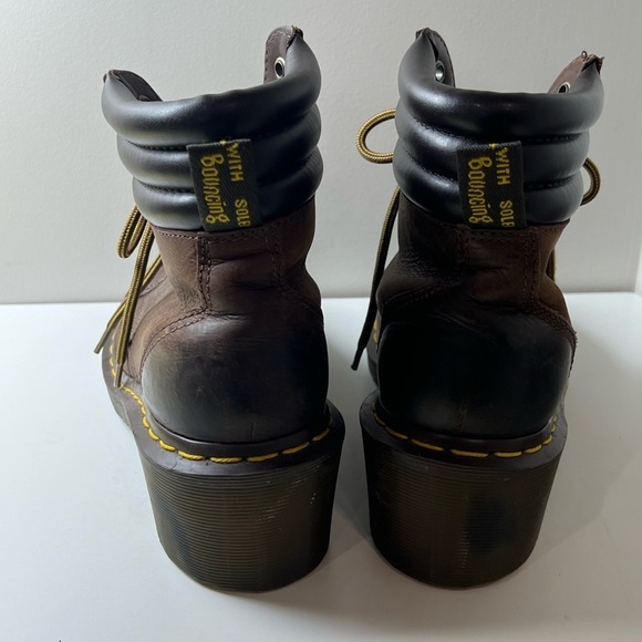 Dr. Marten Size 8 Distressed Alexandra Brown Combat Moto Boots Vibram Sole EUC - Picture 4 of 12